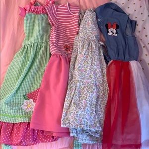 4 summer dresses 5T. Rare Edition, Carter, Minnie